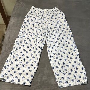 Anthropologie Blue Floral Pajama Pants